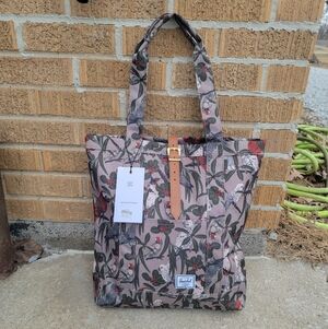 NWT Herschel Supply Nylon Leather Brindle Parlor Parrot XL Market Tote